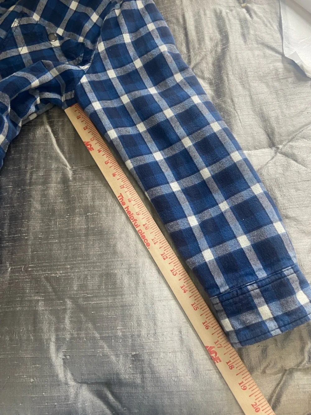 Big Mac Sz L Men’s Blue & White Plaid Snap-Front Flannel work Shirt/jacket